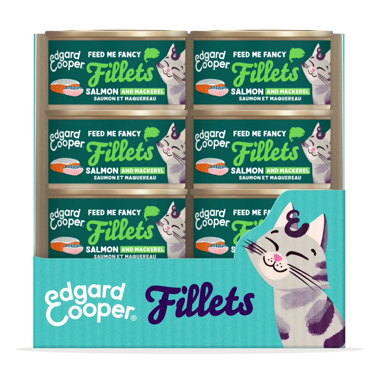 Edgard & Cooper kattefilet laks og makrel i bouillon 70 g